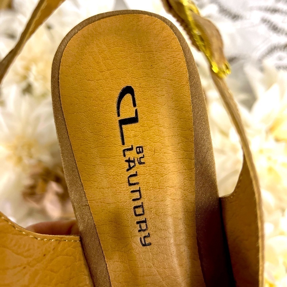 CHINESE LAUNDRY RAW SILK AND CORK PLATFORM WEDGE SANDALS - Picture 5 of 7